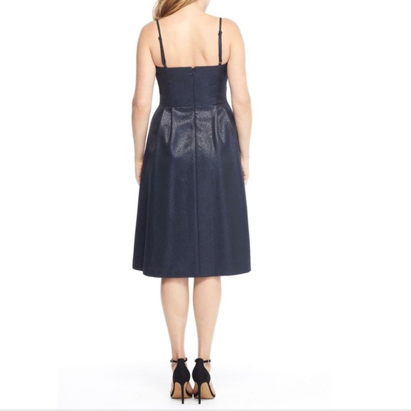 NEW GAL MEETS GLAM Shimmery NAVY Lucille STARRY NIGHT Fit & Flare BOW DRESS 4 - Picture 14 of 14